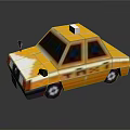 Yellow Pixel Art Taxi Car With Roof Sign And Body Lettering