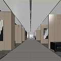 Office corridor glass partition 3d model