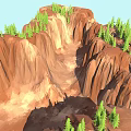 Red Mountain Range With Steep Cliffs Green Pine Trees Growing On Natural Slopes 3d model