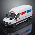 White Mercedes Delivery Van With SEUR Logo And Blue Stripes