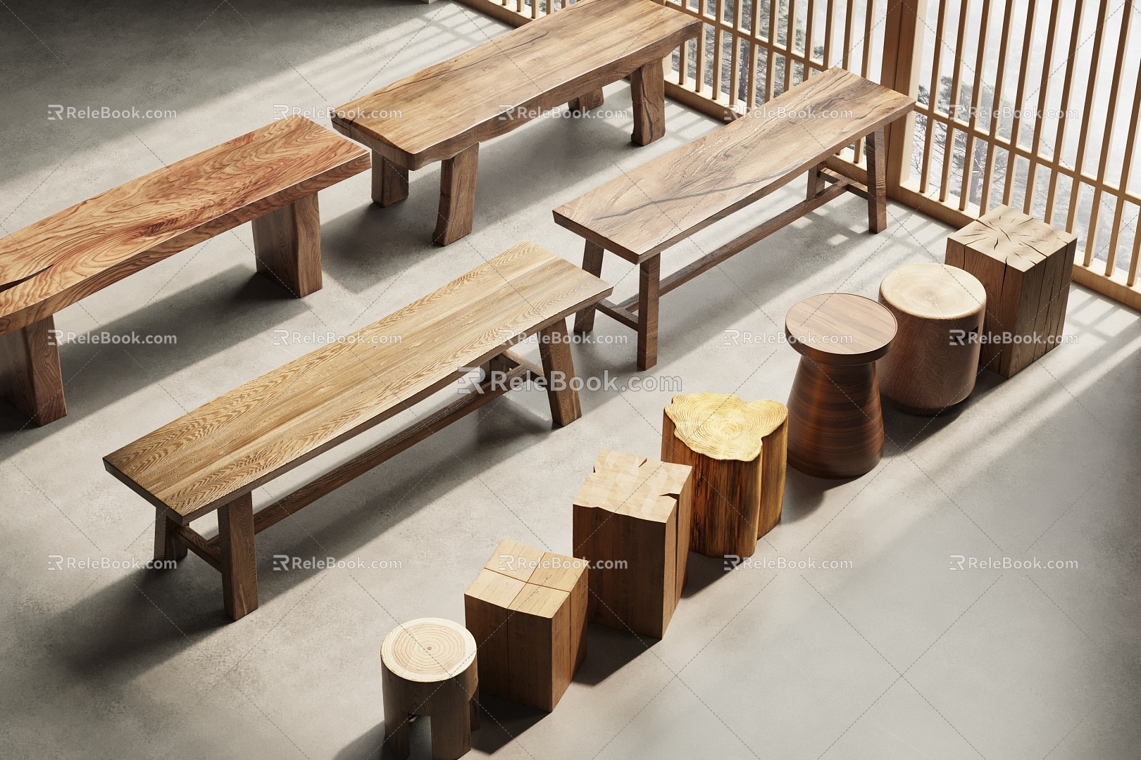 Stool Wooden Stool Bench Bench 3d model