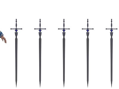 Game and Movie Character Weapons With Black Blades And Purple Gem Decorations 3d model