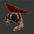 Fantasy Character With Red Cape And Armor Holding Decorative Shield Standing