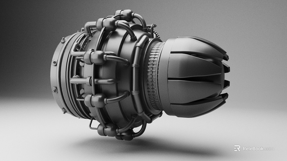 Industrial Equipment Featuring Metallic Mechanical Structure Turbine Design Pipes Bolts And Components 3d model 