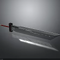 Sharp Silver Sword With Red Hilt Perforated Blade And Reflective Surface