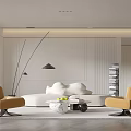 Modern Living Room With White Walls Floor To Ceiling Windows Yellow Armchairs And Round Sofa