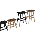 Modern Bar Stools With Black And Wooden Design Solid Wood Legs And Leather Seats