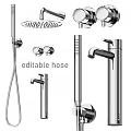 Modern Chrome Shower Head System with Adjustable Hose and Multiple Components 3d model