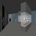 Contemporary Exhibition Hall Interior With Glass Display Cases And Illuminated Exhibits