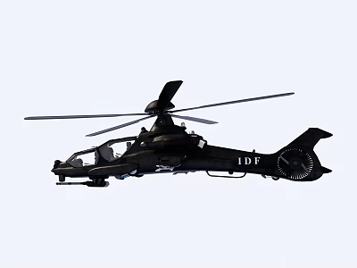 Black Military Helicopter With IDF Markings Rotor Blades And Design 3d model