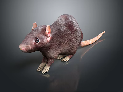 Brown Reptile With Long Tail Standing On Smooth Black Surface 3d model
