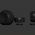 Modern Black Sleek Speakers Collection Featuring Spherical Compact And Standing Designs 3d model