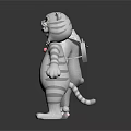 Cute Cartoon White Striped Bear and Tiger Standing with Cheerful Expressions