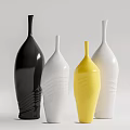 Modern Curved Vases In Black White Yellow For Fresh Flower Arrangement