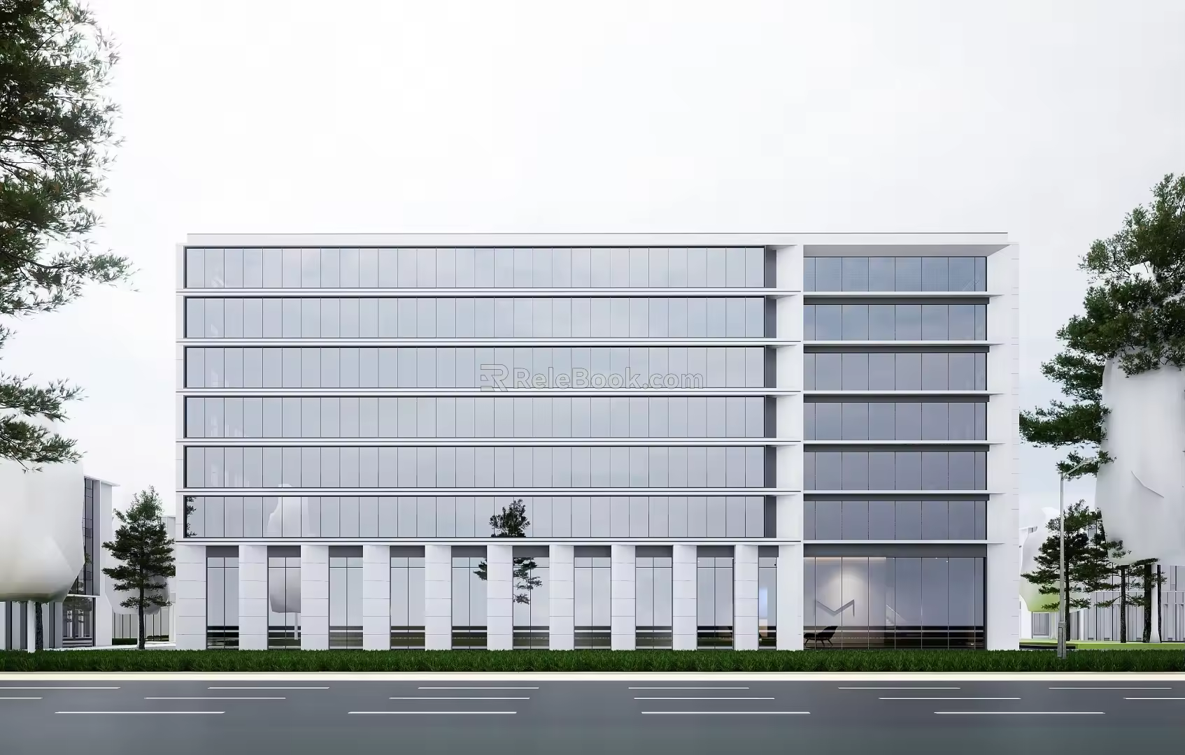 Modern Industrial Factory Building Multi-storey Factory Building Modern Factory Building Square Factory Building Multi-storey Office 3d model