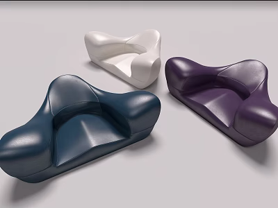 Stylish Modern Bean Bag Chairs in Three Colors Blue White Purple 3d model