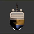 3D Model of Modern Marine Vessel With Yellow Hull White Deck Blue Bottom and Radar Domes