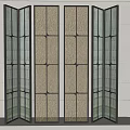 Modern Geometric Screen with Frosted Glass and Metal Frame in Interior Space