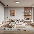 Cozy Modern Kids Bedroom With Toys Bookshelves And Study Desk