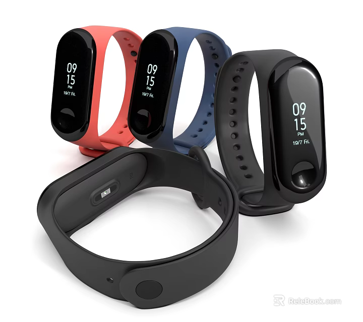 Sleek Smart Wristwatches In Red Blue Black With Digital Time Display Design 3d model 