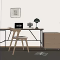 Modern Desk and Chair Combination Desk Computer Desk 3d model