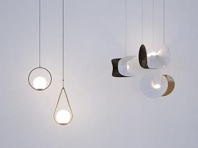 Modern Pendant Lights With Various Contemporary Shapes And Stylish Metal Designs For Home Lighting 3d model