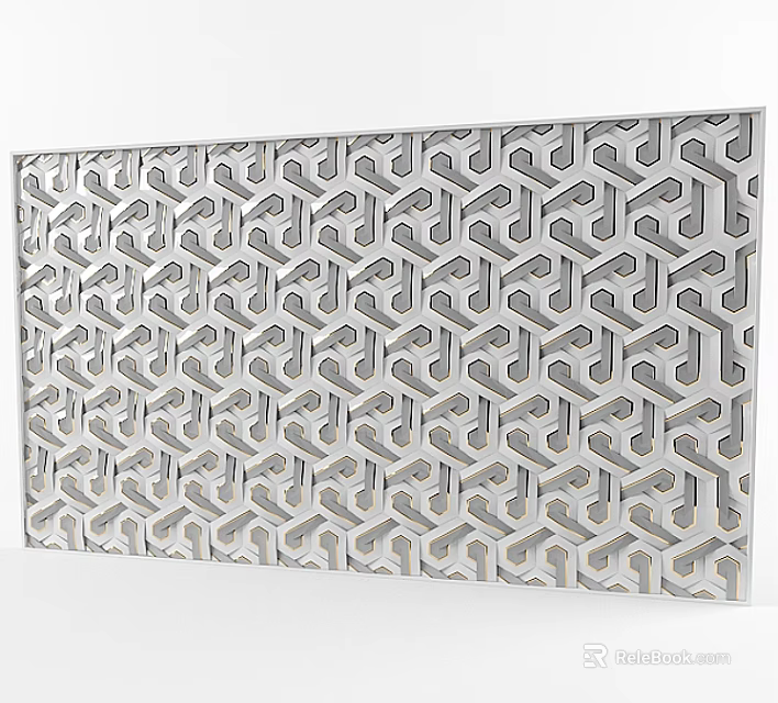 Modern Silver Geometric Pattern Wall Decor With Intricate Hollow Out Design 3d model