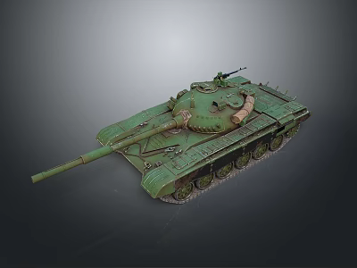 Green Military Tank Showcasing Long Cannon Turret And Heavy Armored Tracks 3d model