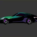 Futuristic Green And Silver Gradient Car With Sleek Design And Stylish Wheels