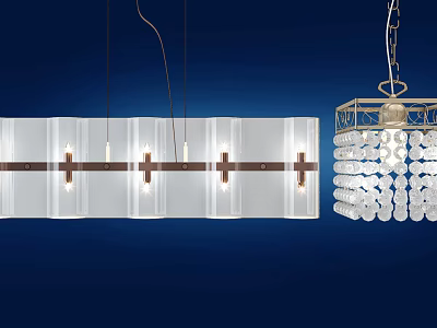 Elegant Modern Chandeliers With White Panel Brown Accents And Crystal Beads 3d model