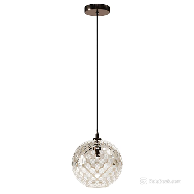 Modern Spherical Chandelier With Intricate Hollow Pattern And Hanging Structure 3d model