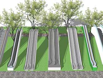 Modern Elevator Escalator Combination 3d model