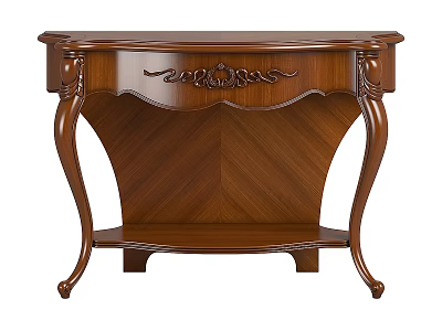 Elegant Traditional Wooden Console Table With Ornate Carved Details And Curved Legs Design 3d model