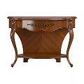 Elegant Traditional Wooden Console Table With Ornate Carved Details And Curved Legs Design