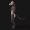 Anthropomorphic Ferret 3D Character Model With Brown White Fur And Blue Eyes Standing Pose
