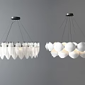 Modern White Chandeliers With Leaf And Circular Shaped Shades For Interior Decor