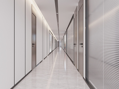 Modern Aisle Office Aisle Corridor Aisle Office Top Door Glass High Partition Blind Glass Partition Wall model