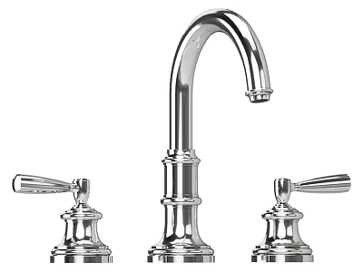 Chrome Finish Traditional Two Handle Widespread Faucet With Classic Design 3d model