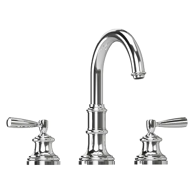 Chrome Finish Traditional Two Handle Widespread Faucet With Classic Design 3d model