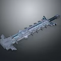 Long Strip Industrial Metal Mechanical Component 3D Model With Geometric Design And Protruding Parts
