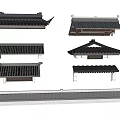 New Chinese-style Eaves Door Head Roof Tiles Building Components 3d model