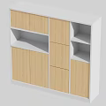 Modern File Cabinet With Wooden Panels White Frame And Multiple Compartments 3d model