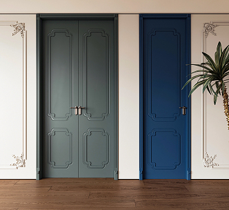 French Double Door Combination 3d model