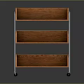 Three Tier Open Wooden Storage Shelf With Metal Frame And Mobile Wheels