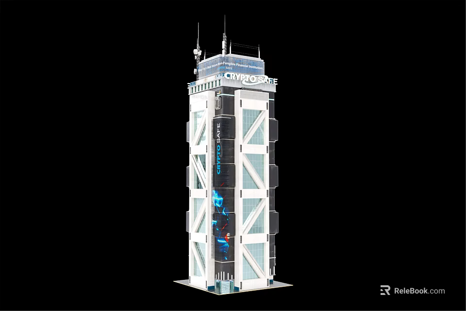 Futuristic Architecture Tower With Glass Facade And Modern Structural Design 3d model 