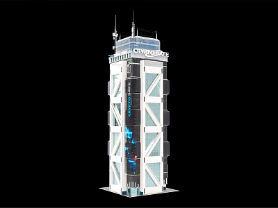Futuristic Architecture Tower With Glass Facade And Modern Structural Design 3d model