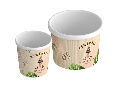 CENTRALE Daily Use Cups With Ice Cream Graphics Leaf Patterns Made In Paris Design Tableware 3d model