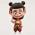 Cartoon Game Movie Character With Bun Hairstyle Red Ribbons Smiling Thumbs Up And Traditional Outfit