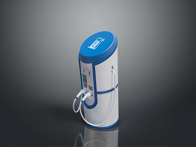 Modern Blue And White Charging Device With Plugs And Cables 3d model