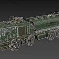 Green Military Fuel Truck With Multi Wheel Design And Flammable Sign